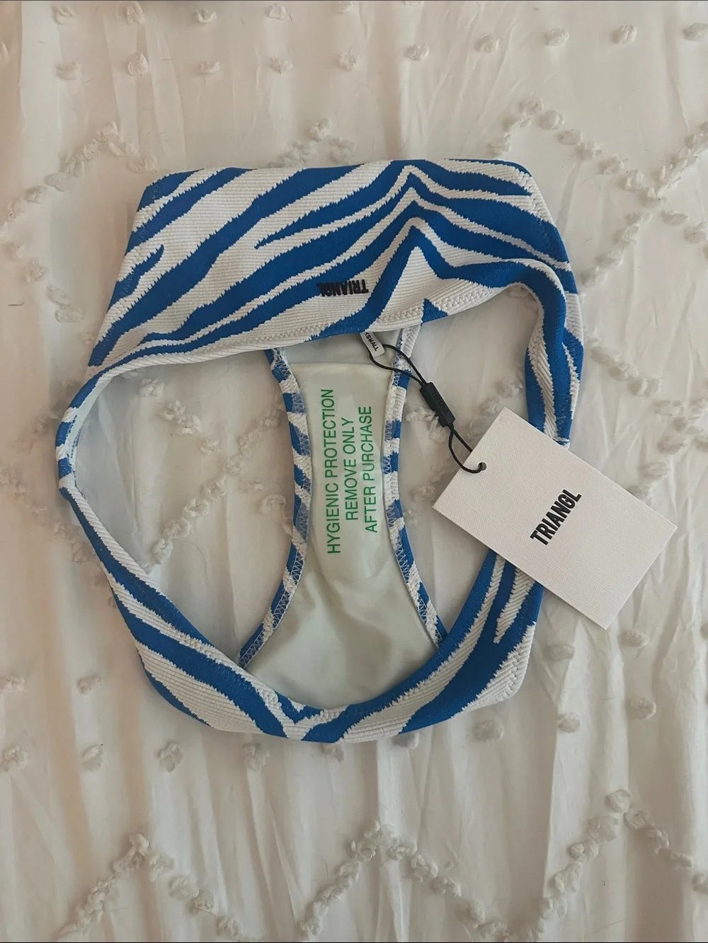 Triangl Swimwear Blue and White Zebra-Pattern Bikini Top & Bottom
